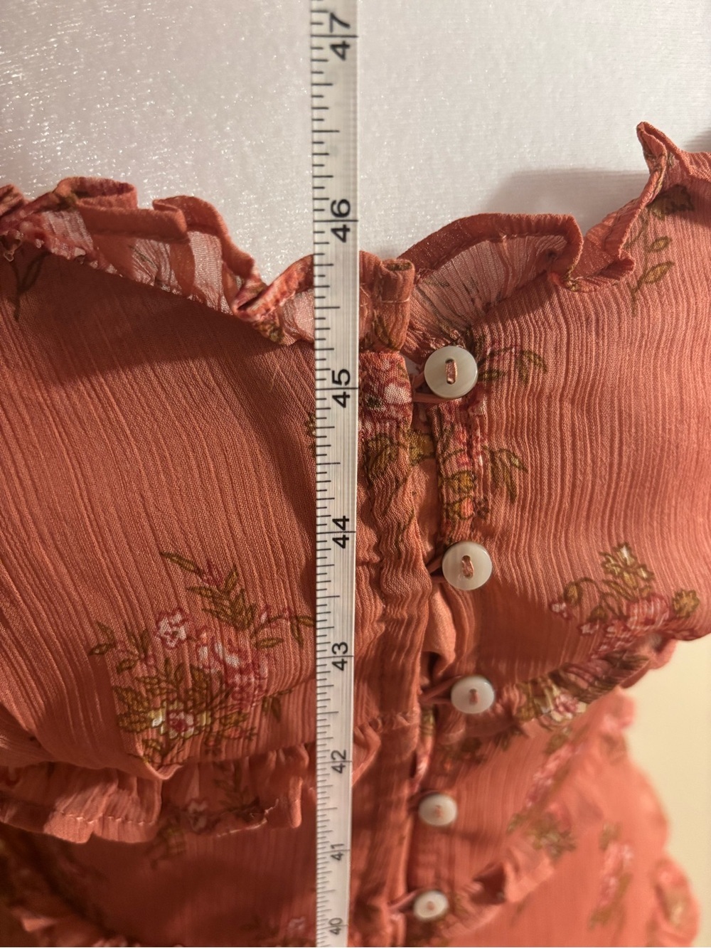 American Eagle Outfitters Rust Floral Ruffle Maxi Dress button up spaghetti - Picture 3 of 6
